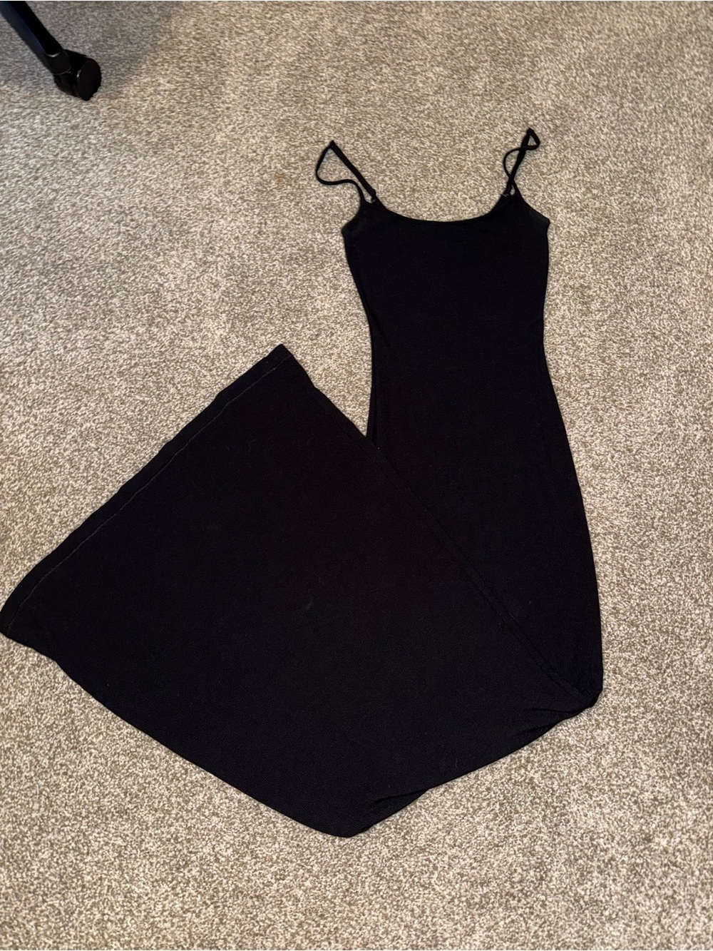 SKIMS Ribbed Bodycon Spaghetti-Strap Maxi Dress Black Medium